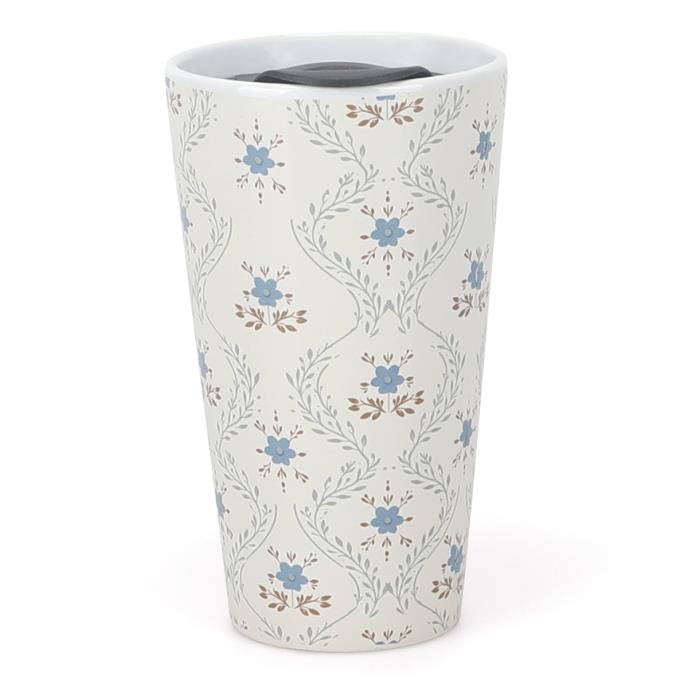 totes toasties® Ladies Ceramic Travel Mug & Earmuff Set Blue Floral / Cream Extra Image 4